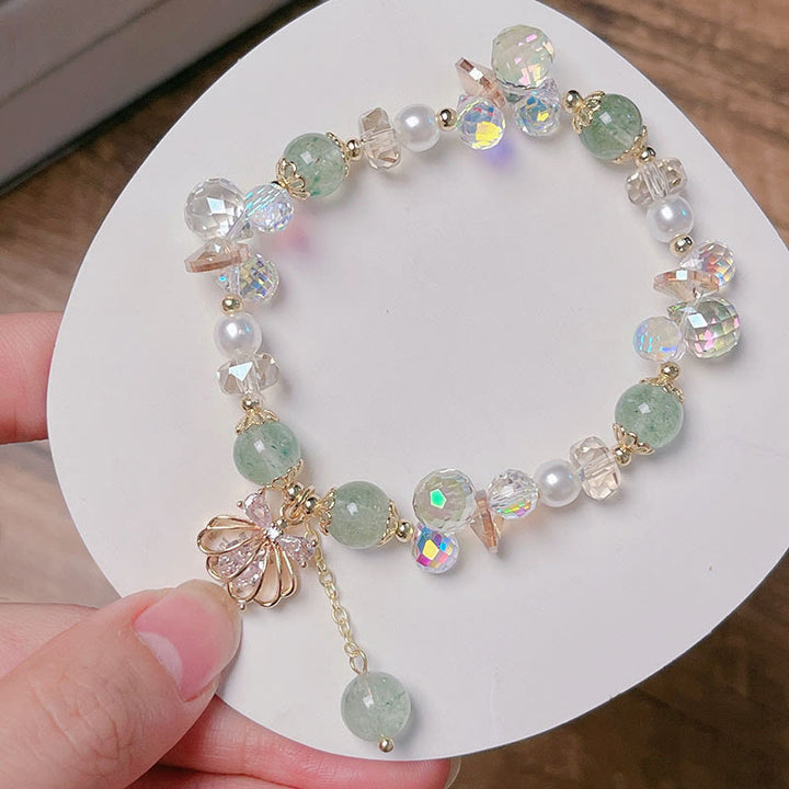 Bracelet positif en quartz fraise naturel et perles de coquillage Buddha Stones