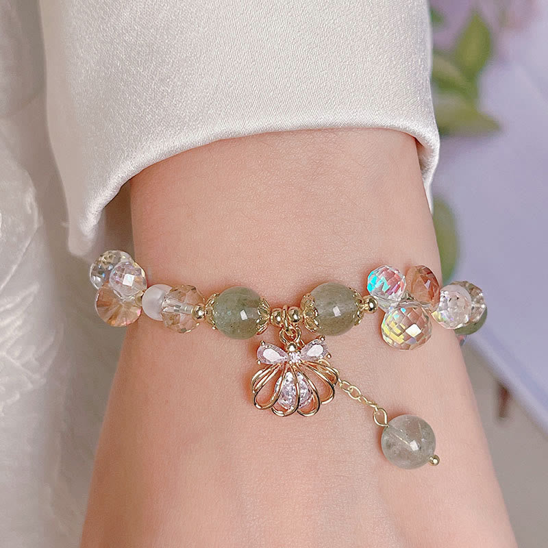 Bracelet positif en quartz fraise naturel et perles de coquillage Buddha Stones