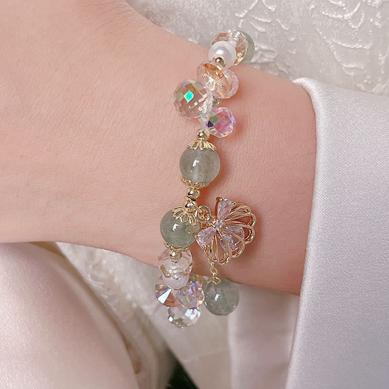 Bracelet positif en quartz fraise naturel et perles de coquillage Buddha Stones