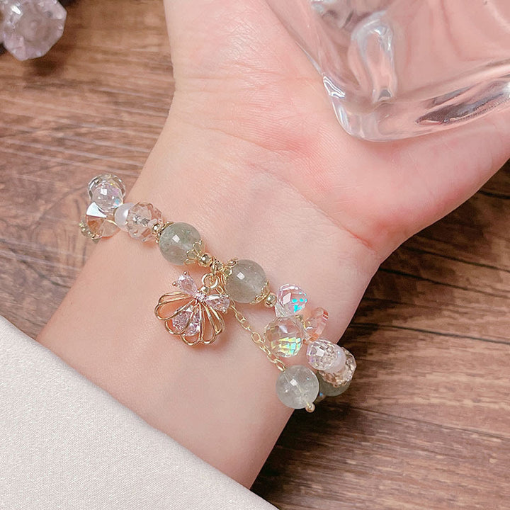 Bracelet positif en quartz fraise naturel et perles de coquillage Buddha Stones