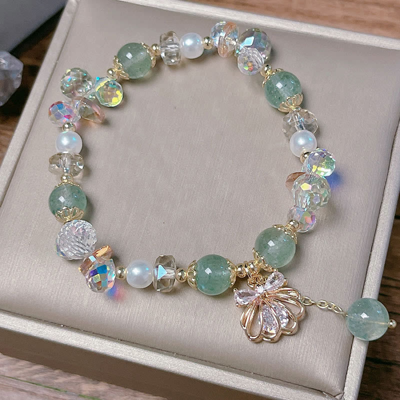 Bracelet positif en quartz fraise naturel et perles de coquillage Buddha Stones