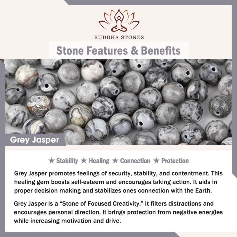 Buddha Stones Jaspe Gris Naturel Jaspe Kambamba Oeil de Tigre Om Mani Padme Hum Bracelet de Protection - image 11