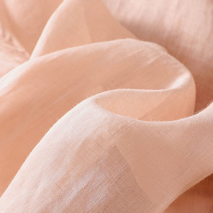 T-shirt femme en coton et lin à manches bouffantes et col ras du cou avec motif floral brodé et motif Buddha Stones - image 11