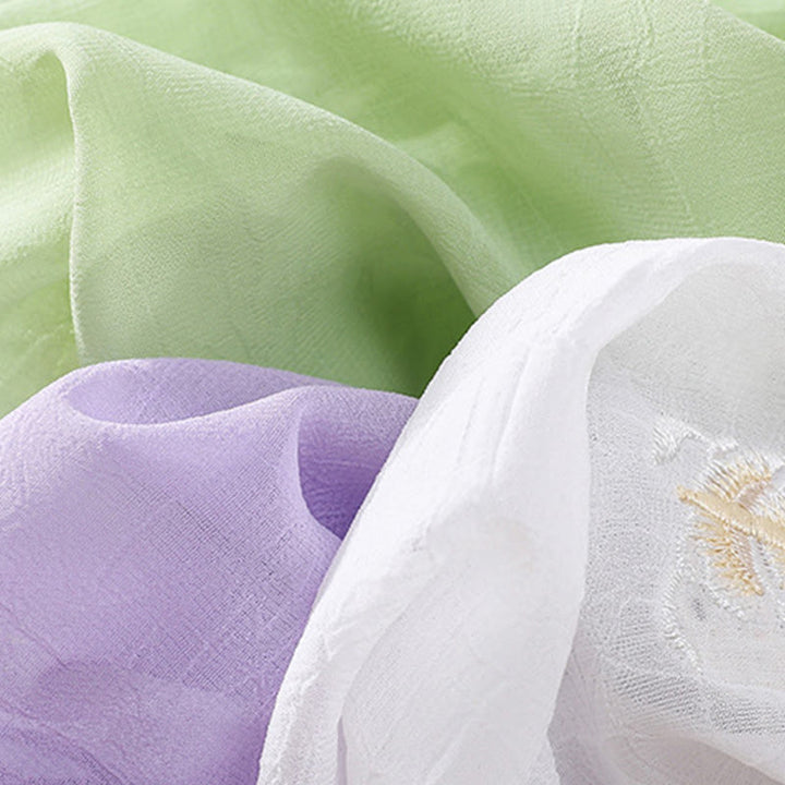 Chemise femme à manches mi-longues, col montant, boutons grenouille, broderie de Buddha Stones, plantes et fleurs