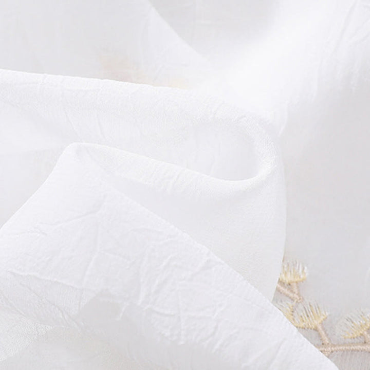 Chemise femme à manches mi-longues, col montant, boutons grenouille, broderie de Buddha Stones, plantes et fleurs - image 18