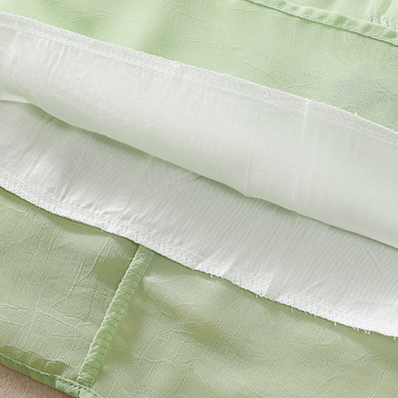 Chemise femme à manches mi-longues, col montant, boutons grenouille, broderie de Buddha Stones, plantes et fleurs - image 8