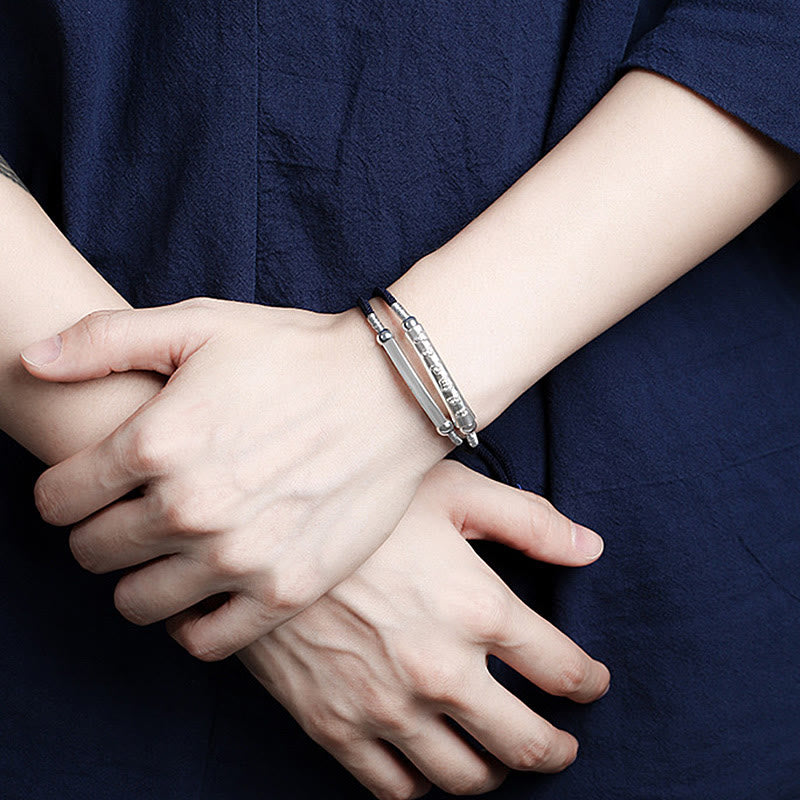 Bracelet double tissé à la main en argent sterling avec nœud de dragon et Buddha Stones - image 11