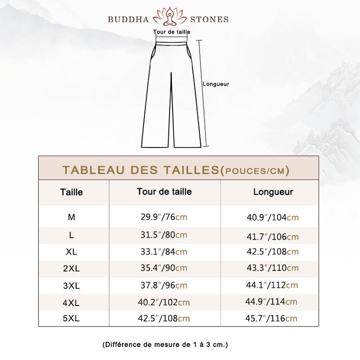 Pantalon large en coton et lin de couleur unie avec poches pour homme Buddha Stones - image 2