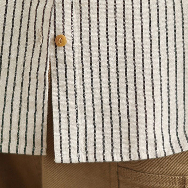 Chemise femme en coton et lin à manches longues et revers boutonné avec poche, motif Buddha Stones, style décontracté, printemps - image 15