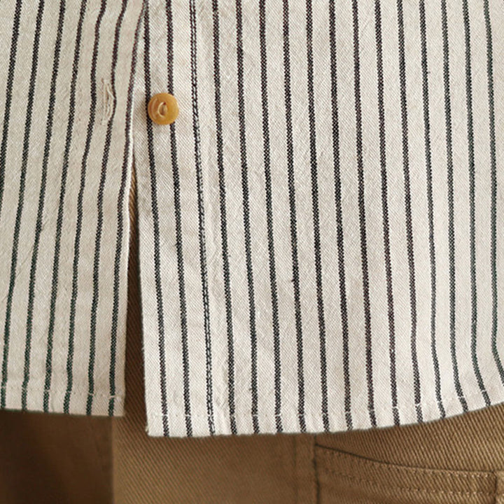 Chemise femme en coton et lin à manches longues et revers boutonné avec poche, motif Buddha Stones, style décontracté, printemps - image 15