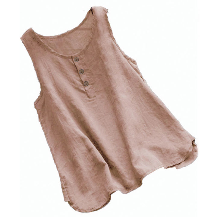 Gilet d'été à col ras du cou et boutons pour femme, couleur pure, Buddha Stones - image 5