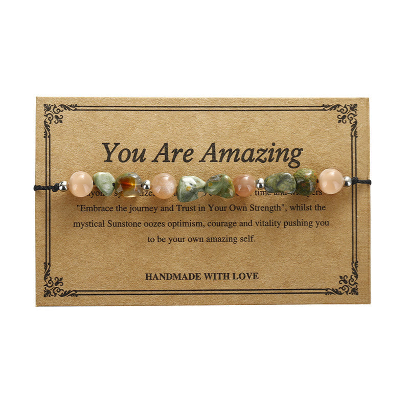 Bracelet positif en pierre de soleil rhyolite « You Are Amazing » de Buddha Stones