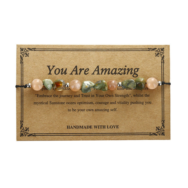 Bracelet positif en pierre de soleil rhyolite « You Are Amazing » de Buddha Stones