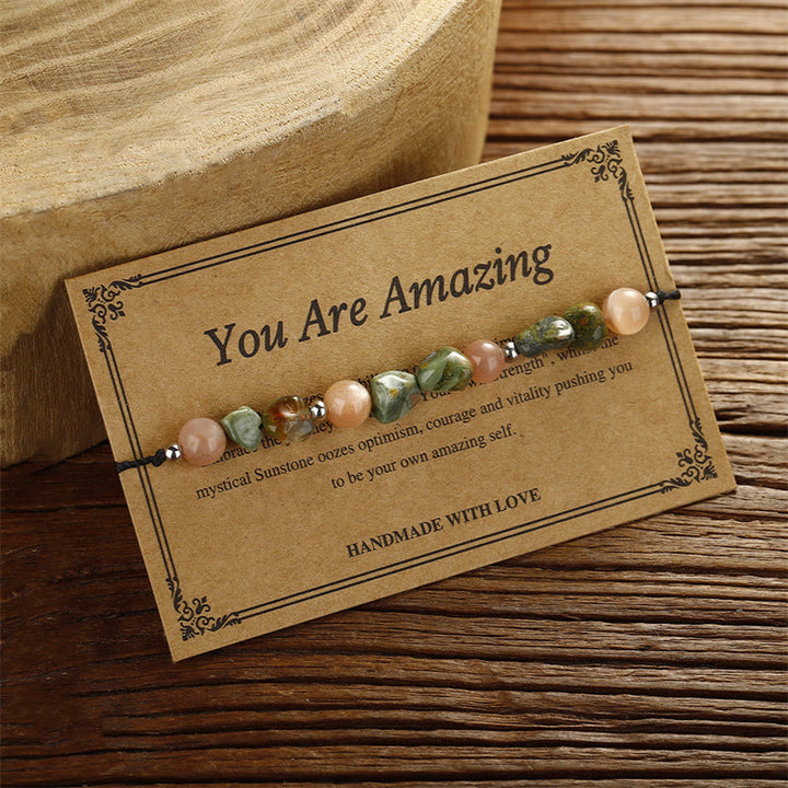 Bracelet positif en pierre de soleil rhyolite « You Are Amazing » de Buddha Stones