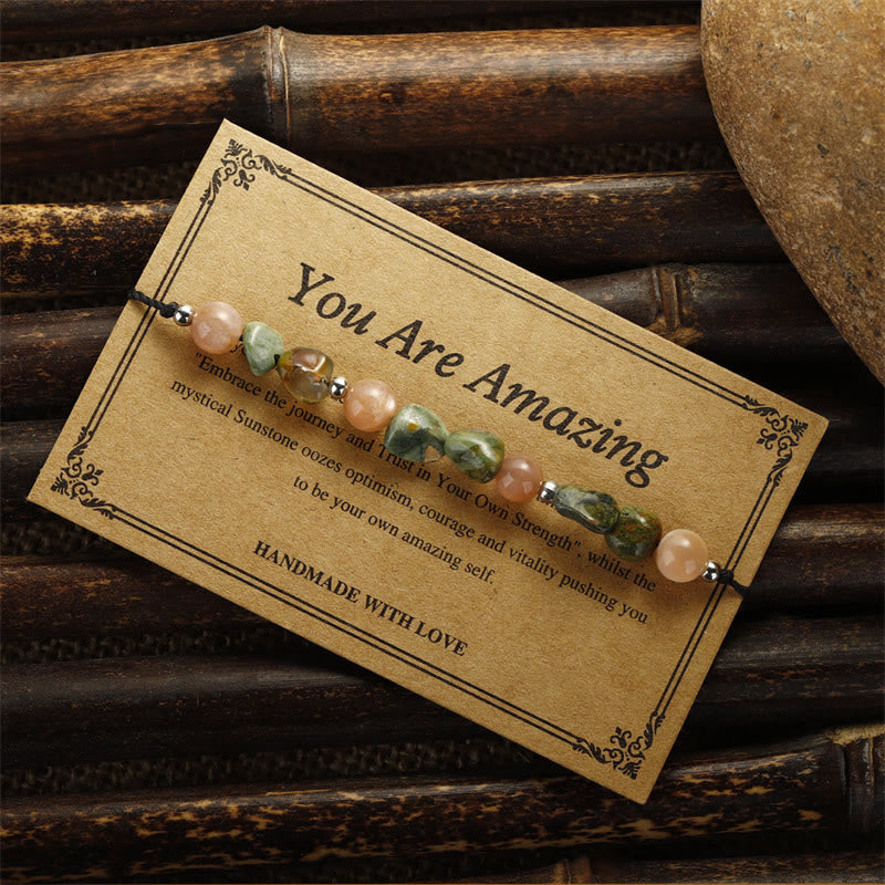 Bracelet positif en pierre de soleil rhyolite « You Are Amazing » de Buddha Stones