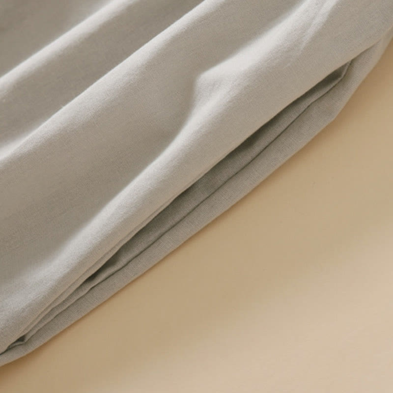 Robe mi-longue d'été en coton et lin à manches courtes et boutons Buddha Stones avec poches - image 12