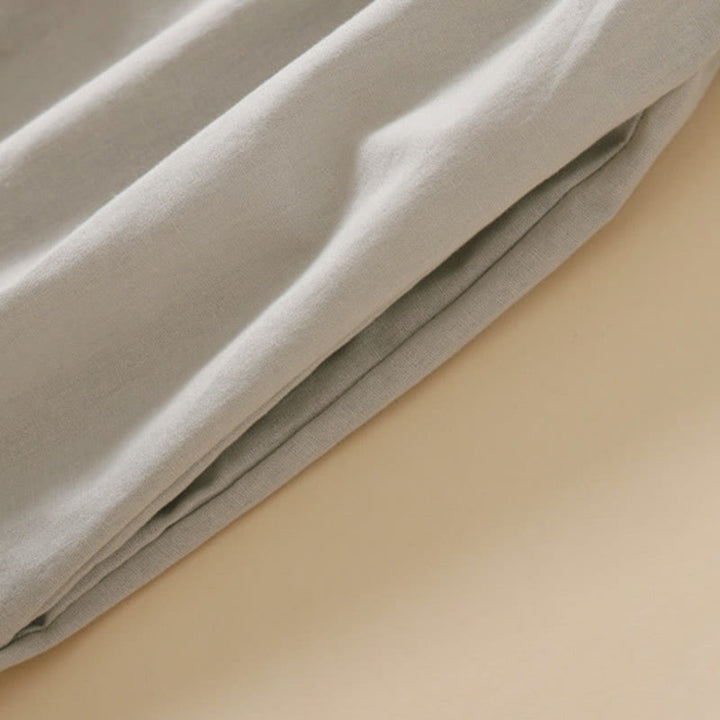 Robe mi-longue d'été en coton et lin à manches courtes et boutons Buddha Stones avec poches - image 12