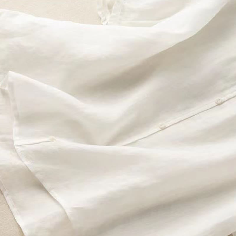 Chemise décontractée à manches mi-longues et col moyen pour femme avec boutons et Buddha Stones - image 21