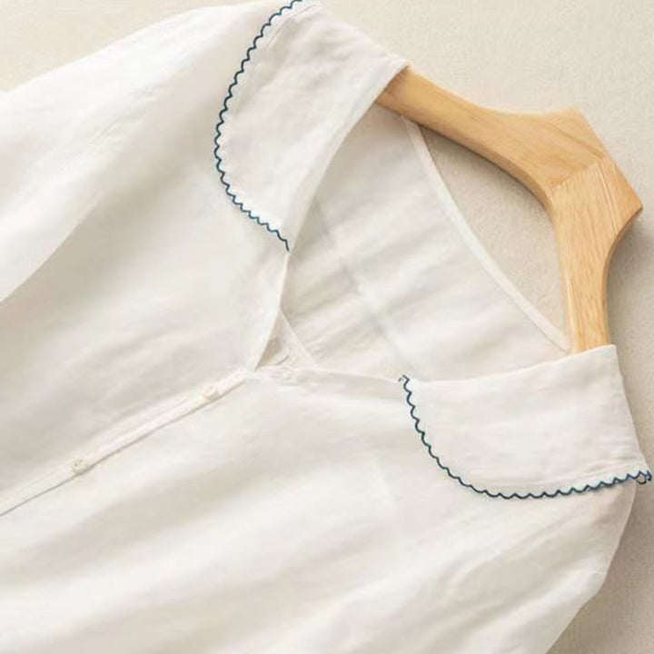 Chemise décontractée à manches mi-longues et col moyen pour femme avec boutons et Buddha Stones - image 19