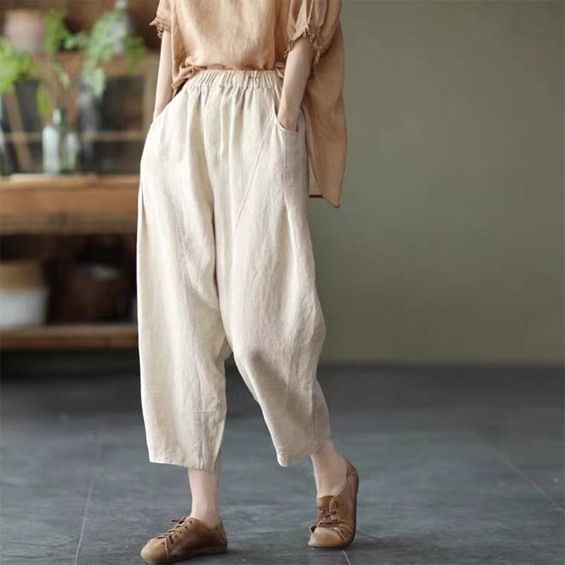 Pantalon sarouel décontracté d'été pour femme avec poches et imprimé Buddha Stones - Beige - US8-10，UK/AU12-14，EU40-42 (2XL) - image 22