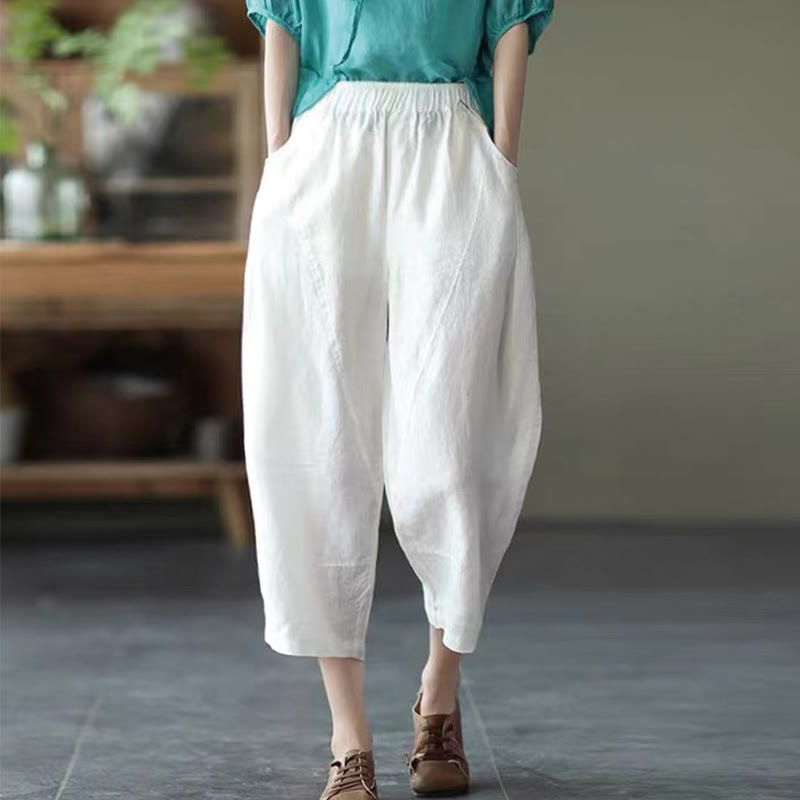 Pantalon sarouel décontracté d'été pour femme avec poches et imprimé Buddha Stones - Blanc - US8-10，UK/AU12-14，EU40-42 (2XL) - image 12