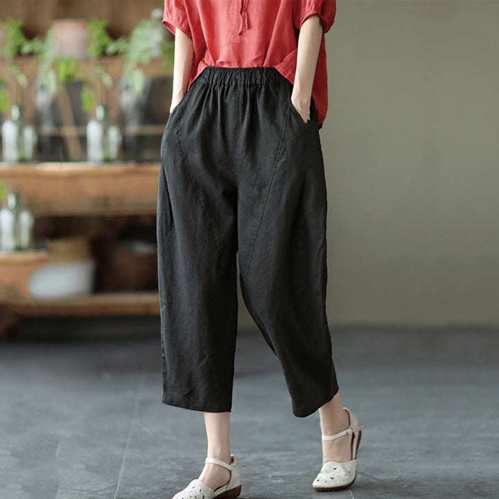 Pantalon sarouel décontracté d'été pour femme avec poches et imprimé Buddha Stones - Noir - US8-10，UK/AU12-14，EU40-42 (2XL) - image 15