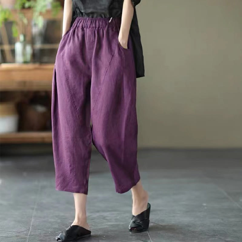Pantalon sarouel décontracté d'été pour femme avec poches et imprimé Buddha Stones - Magenta foncé - US8-10，UK/AU12-14，EU40-42 (2XL) - image 19