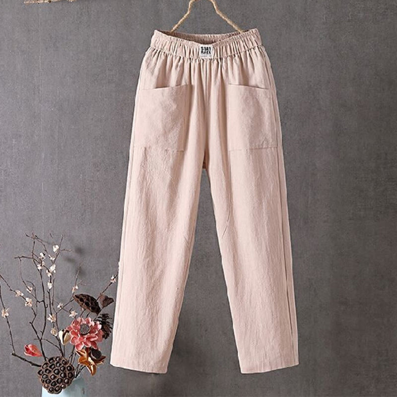 Pantalon sarouel d'été pour femme avec poches et taille élastique et motif Buddha Stones - NavajoBlanc - US14，UK/AU18，EU46 (4XL) - image 6