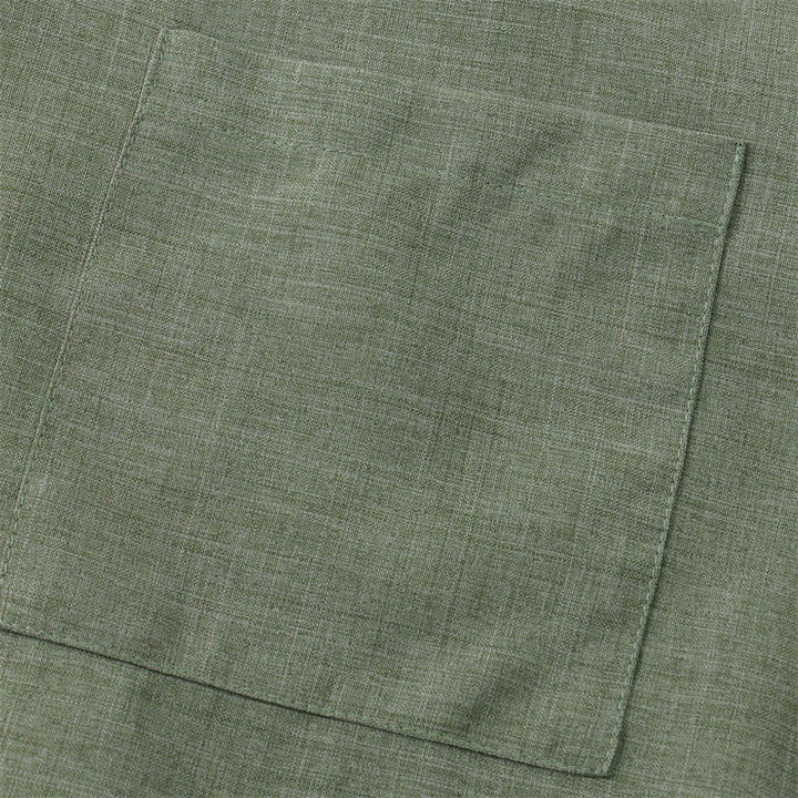 Chemise d'été en coton et lin à manches courtes et boutons pour homme avec poche Motif Buddha Stones