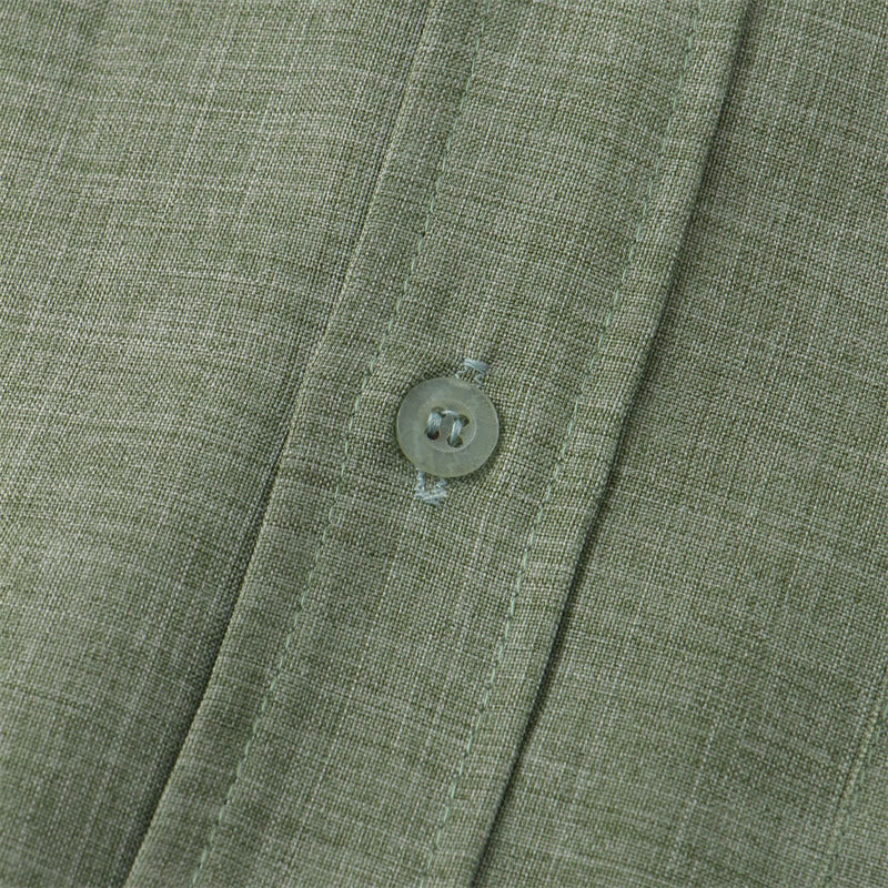 Chemise d'été pour homme Buddha Stones, unie, à manches courtes et boutons, avec poche - image 4