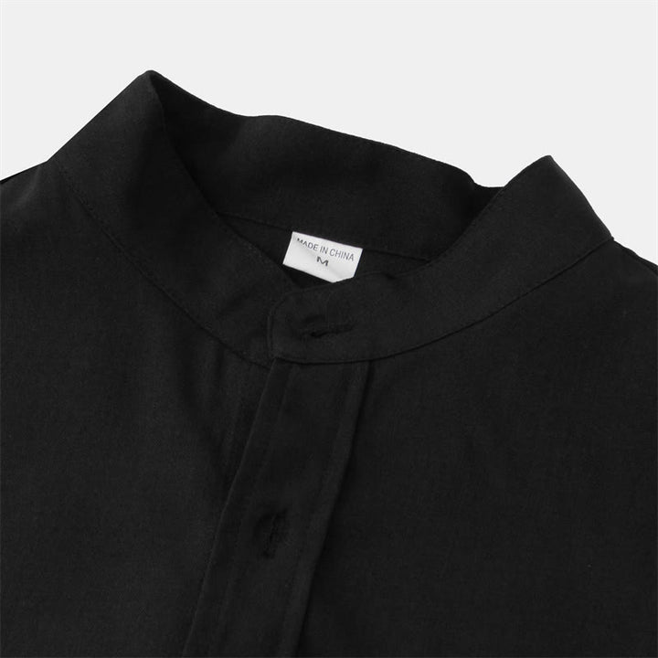 Chemise d'été en coton et lin à manches courtes et boutons pour homme avec poche Motif Buddha Stones