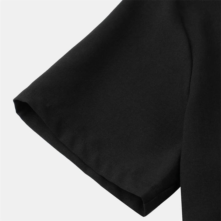 Chemise d'été en coton et lin à manches courtes et boutons pour homme avec poche Motif Buddha Stones