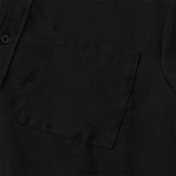 Chemise d'été en coton et lin à manches courtes et boutons pour homme avec poche Motif Buddha Stones