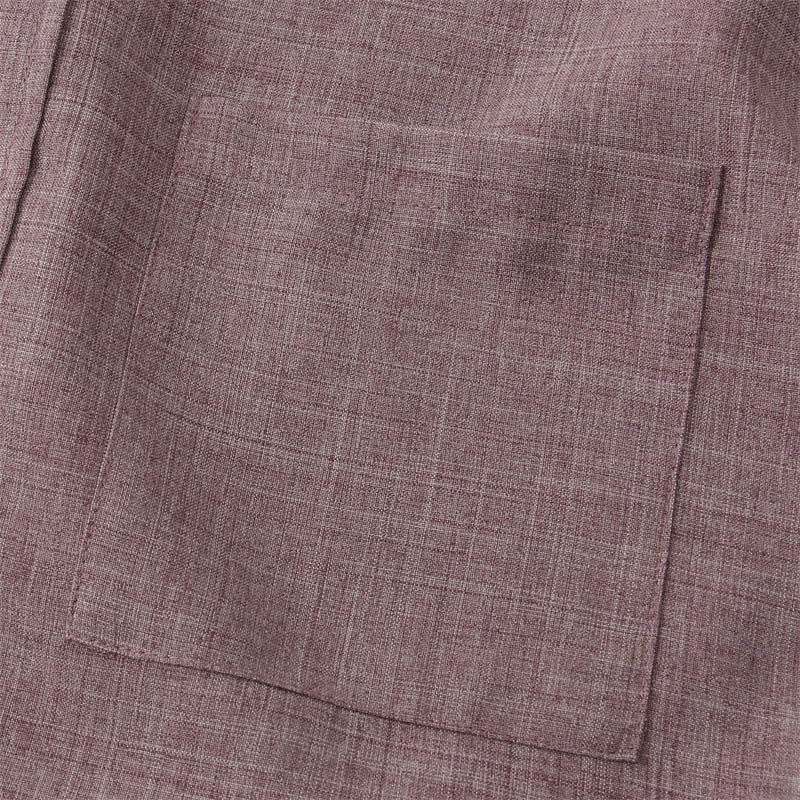 Chemise d'été en coton et lin à manches courtes et boutons pour homme avec poche Motif Buddha Stones