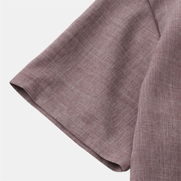 Chemise d'été en coton et lin à manches courtes et boutons pour homme avec poche Motif Buddha Stones