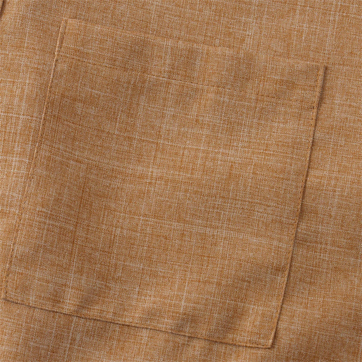 Chemise d'été en coton et lin à manches courtes et boutons pour homme avec poche Motif Buddha Stones