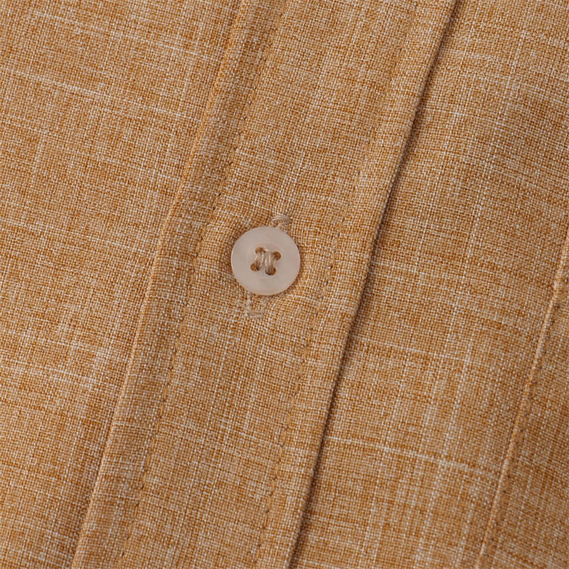 Chemise d'été en coton et lin à manches courtes et boutons pour homme avec poche Motif Buddha Stones