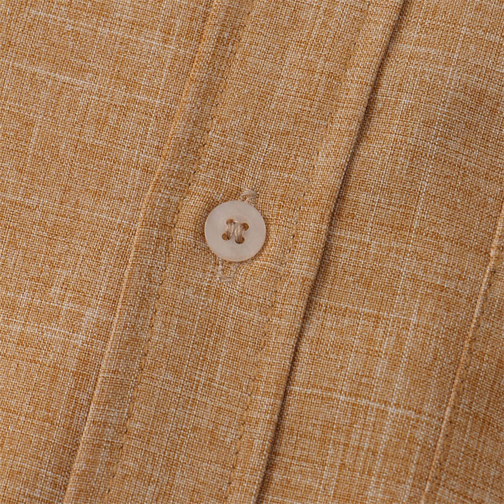 Chemise d'été en coton et lin à manches courtes et boutons pour homme avec poche Motif Buddha Stones