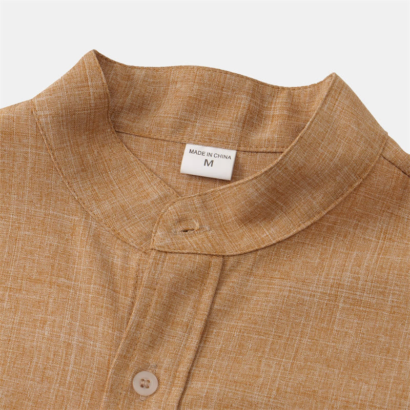 Chemise d'été en coton à manches courtes et boutons pour homme avec poche Motif Buddha Stones - image 24