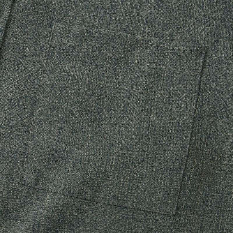 Chemise d'été en coton et lin à manches courtes et boutons pour homme avec poche Motif Buddha Stones