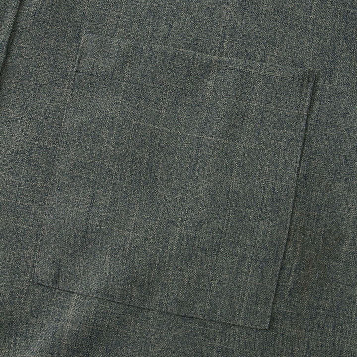 Chemise d'été en coton et lin à manches courtes et boutons pour homme avec poche Motif Buddha Stones