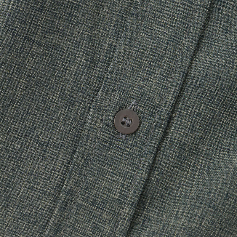 Chemise d'été en coton et lin à manches courtes et boutons pour homme avec poche Motif Buddha Stones