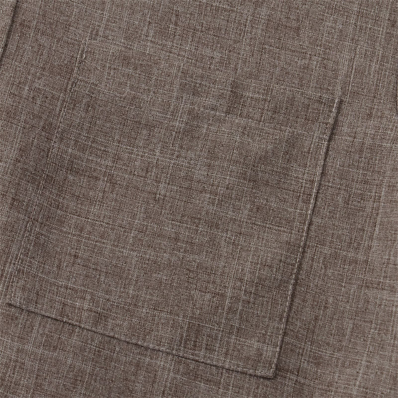 Chemise d'été en coton et lin à manches courtes et boutons pour homme avec poche Motif Buddha Stones