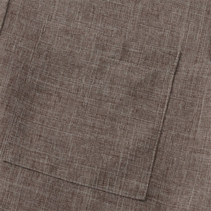 Chemise d'été en coton et lin à manches courtes et boutons pour homme avec poche Motif Buddha Stones