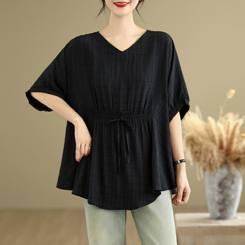 T-shirt décontracté à manches mi-longues et boutons pour femme, motif Buddha Stones - Noir - US12，UK/AU16，EU44 (2XL) - image 6