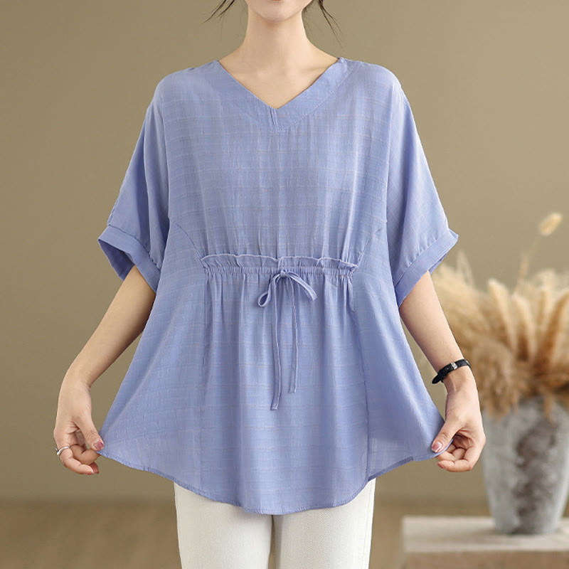 T-shirt décontracté à manches mi-longues et boutons pour femme, motif Buddha Stones