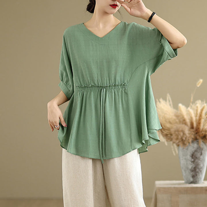 T-shirt décontracté à manches mi-longues et boutons pour femme, motif Buddha Stones - image 18