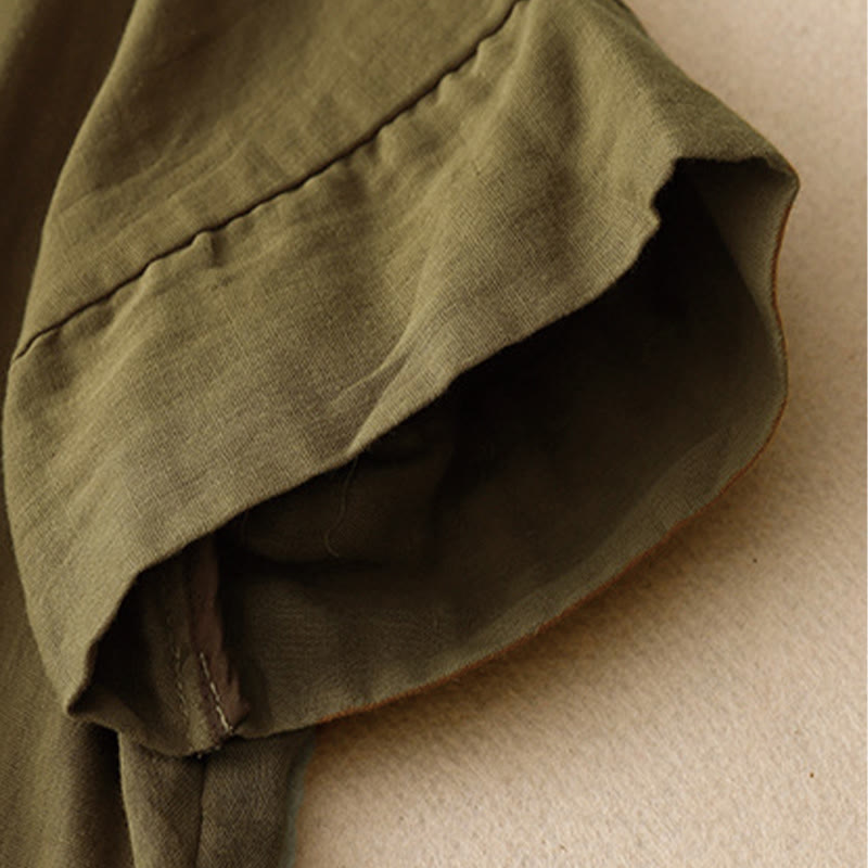 T-shirt décontracté à manches courtes en coton et lin pour femme, motif imprimé Buddha Stones - image 4