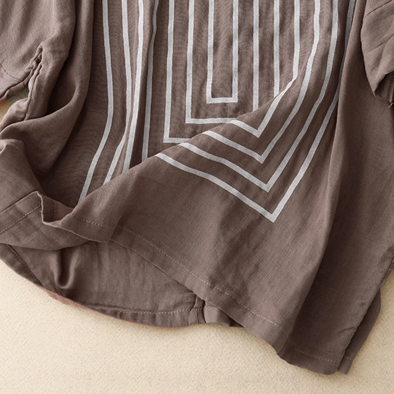 T-shirt décontracté à manches courtes en coton et lin pour femme, motif imprimé Buddha Stones - image 20