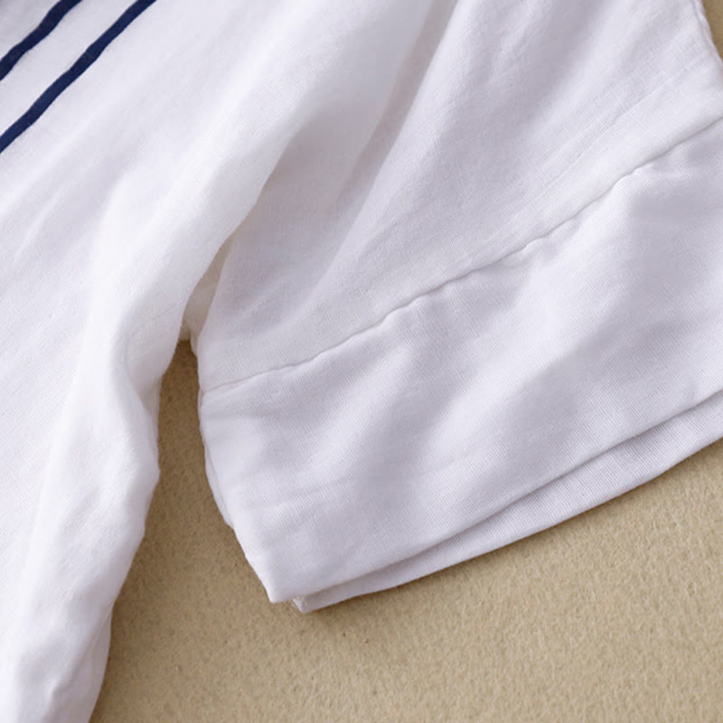 T-shirt décontracté à manches courtes en coton et lin pour femme, motif imprimé Buddha Stones - image 16